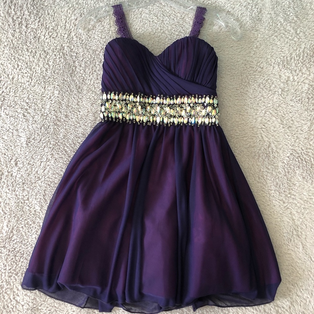PURPLE SEQUIN HEARTS DRESS SIZE 1